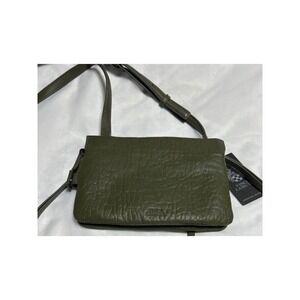Vince Camuto Olive Green‎ Leather Crossbody Bag Purse Dual Zipper Detail NWT NEW